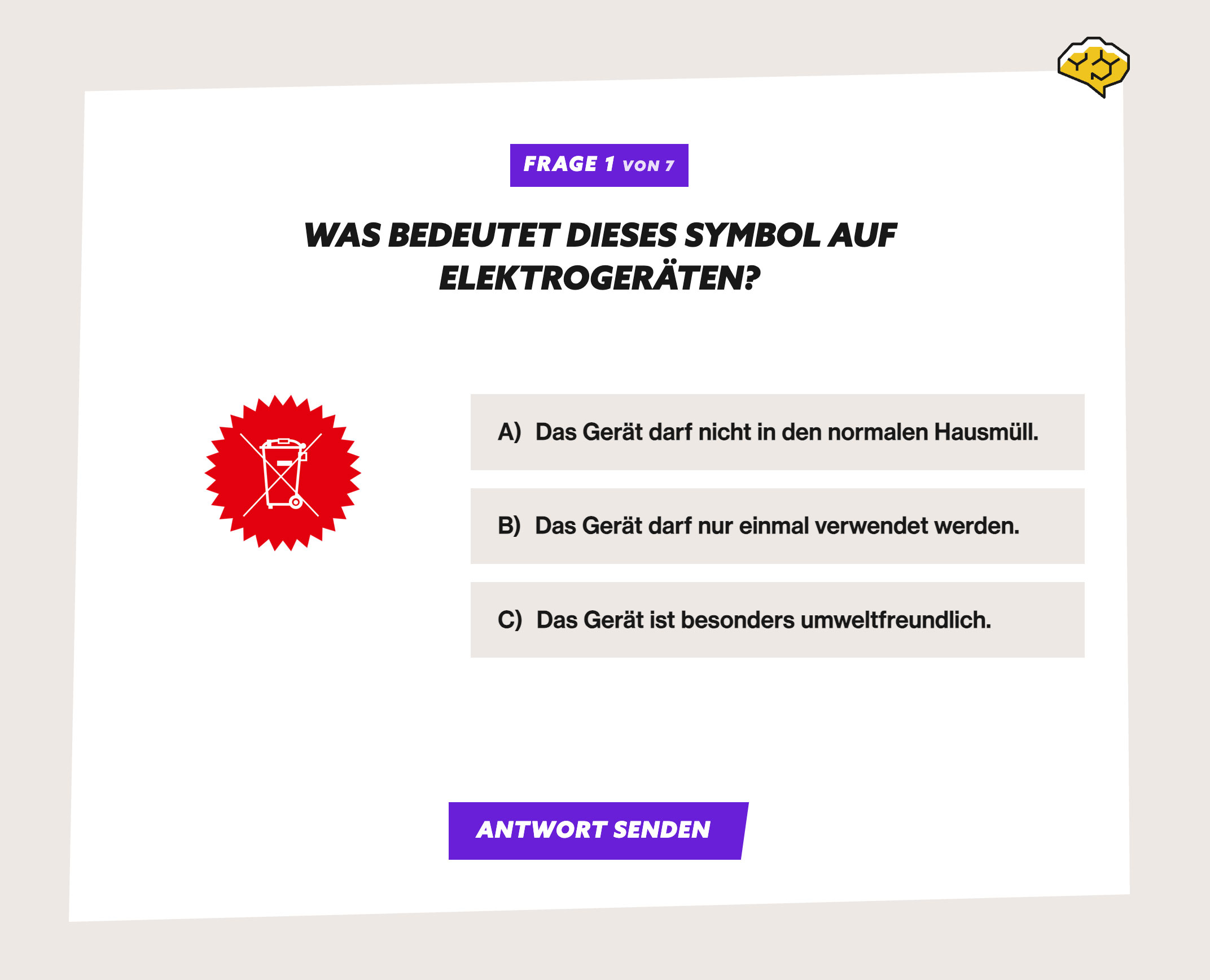 Ein Abbildung von der ersten Frage unseres E-Schrott Quiz.