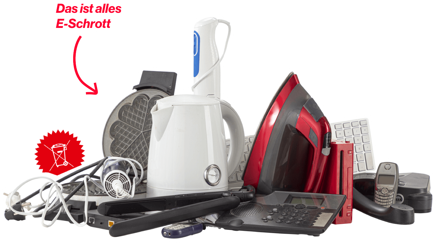 Eine Sammlung von E-Schrott-Artikeln.